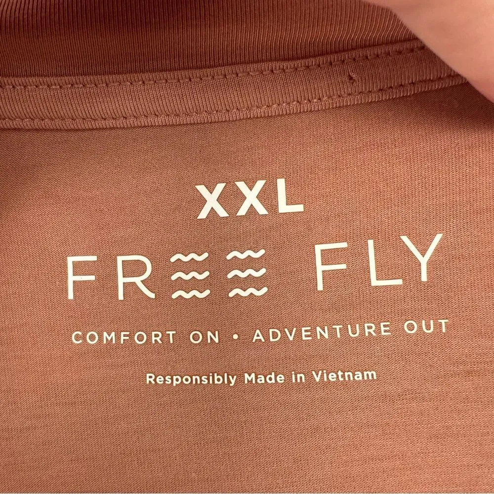 Free Fly Short Sleeve T Shirt Mens XXL 2XL Peach Tan Breathable Gorpcore Fishing